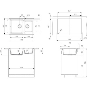 Мойка кухонная Ulgran U-505 -309 темно-серая