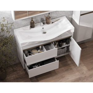 Купить Тумба с раковиной AQUATON Нортон 100, подвесная, белый глянец в Москве с доставкой Тумба с раковиной AQUATON Нортон 100, подвесная, белый глянец