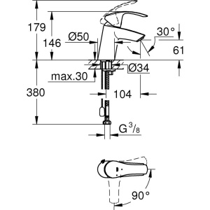 Смеситель для раковины Grohe Eurosmart 23372002