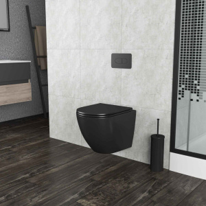 Купить Унитаз подвесной Grossman GR-4457BMS с микролифтом, черный матовый в Москве с доставкой Унитаз подвесной Grossman GR-4457BMS с микролифтом, черный матовый