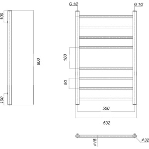 Полотенцесушитель водяной Domoterm Медея П8 50x80 хром