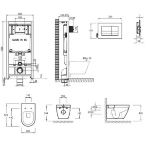 Комплект унитаз с инсталляцией, кнопкой и сиденьем микролифт Jacob Delafon Rodin+ E21749RU-00