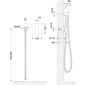 Гигиенический душ Timo Selene 2089/03SM со смесителем, С ВНУТРЕННЕЙ ЧАСТЬЮ