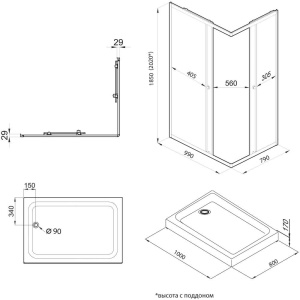 Купить Душевой уголок Triton Вента Блэк Щ0000057858 100х80 см в Москве с доставкой Душевой уголок Triton Вента Блэк Щ0000057858 100х80 см