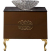 Тумба с раковиной Armadi Art NeoArt 80, шоколад с ручками Ajur золото, с ножками