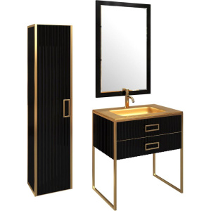 Шкаф-пенал Armadi Art Monaco подвесной, черный глянец, золото