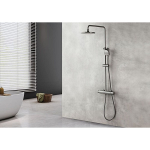 Душевая стойка Lemark Bronx LM3770GM c термостатом, графит