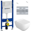 Комплект Унитаз подвесной VitrA Shift 7742B003-0075 белый глянцевый + Крышка DIWO Шифт 0405 с микролифтом + Инсталляция Geberit Duofix Delta 458.149.21.1 с кнопкой смыва, хром