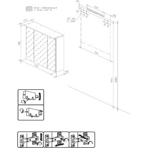 Купить Зеркало-шкаф Бриклаер Кристалл 75 ясень анкор, темный, с подсветкой в Москве с доставкой Зеркало-шкаф Бриклаер Кристалл 75 ясень анкор, темный, с подсветкой