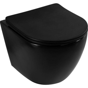 Унитаз подвесной Art&Max Ovale AM011CHR-MB/SC безободковый, с микролифтом, черный