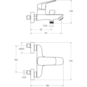Купить Смеситель для ванны с душем BelBagno Due VASM-CRM хром в Москве с доставкой Смеситель для ванны с душем BelBagno Due VASM-CRM хром