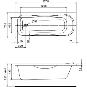 Акриловая ванна Santek Тенерифе 170x70 см, с каркасом, со сливом-переливом