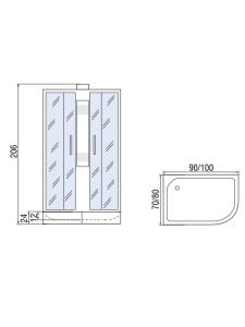 Душевая кабина с поддоном Асимметрия МОНОМАХ Б/К 90/70/24 МЗ L (10000005803)