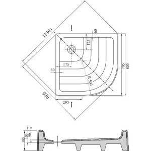 Поддон для душа Ravak Kaskada Ronda-80 PU с сифоном