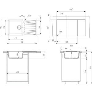 Мойка кухонная Ulgran U-703 -307 терракот