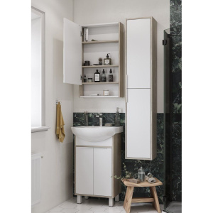 Купить Зеркало-шкаф AQUATON Рико 50 белое, ясень фабрик в Москве с доставкой Зеркало-шкаф AQUATON Рико 50 белое, ясень фабрик