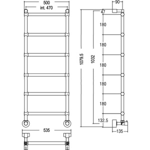 Полотенцесушитель водяной Margaroli Sole 442-6 хром