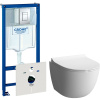 Комплект Унитаз подвесной VitrA Sento + Крышка + Инсталляция Grohe Rapid SL 38775001H 4 в 1 с кнопкой смыва и шумоизоляцией