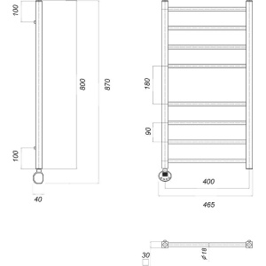 Полотенцесушитель электрический Domoterm Куба П8 40x80 EL, хром, L