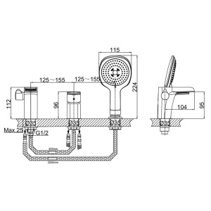 Смеситель на борт ванны D&K Berlin Technische DA1434215