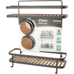 Купить Полка Fixsen Magic 950B-2 двойная, черная, дерево в Москве с доставкой Полка Fixsen Magic 950B-2 двойная, черная, дерево