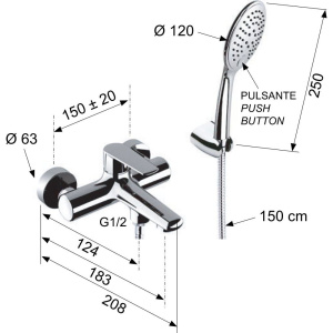 Смеситель для ванны с душем Remer Vanity V02