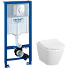 Комплект Унитаз подвесной VitrA Integra + Крышка + Инсталляция Grohe Rapid SL 38721001 3 в 1 с кнопкой смыва