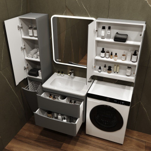 Купить Тумба с раковиной Style Line Бергамо Мини 70 Люкс Plus подвесная, антискрейтч серая в Москве с доставкой Тумба с раковиной Style Line Бергамо Мини 70 Люкс Plus подвесная, антискрейтч серая