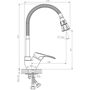 Смеситель для кухни Rossinka B B35-26 с гибким изливом