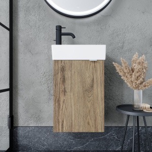 Тумба с раковиной Sancos Mini 35 L подвесная, дуб чарльстон