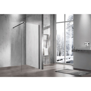 Душевая перегородка Vincea Walk-in VSW-1H900CLB 90 см, профиль матовый чёрный, стекло прозрачное