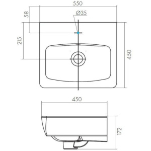 Тумба с раковиной Aquaton Скай Pro 55 1A2381K1SY010 белый глянец