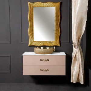 Тумба с раковиной Armadi Art NeoArt 100, капучино с ручками Wave золото