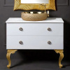 Тумба с раковиной Armadi Art NeoArt 100 белая с ручками Satine золото, с ножками
