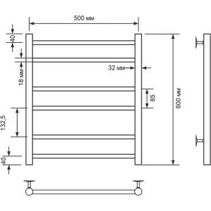 Полотенцесушитель водяной Comfysan Noumi W-6 60х50 черный матовый