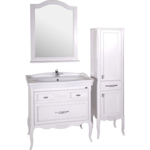 Мебель для ванной ASB-Woodline Модерн 85 белая, патина серебро