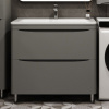 Тумба с раковиной Style Line Бергамо Мини 90 Люкс Plus напольная, антискрейтч серая
