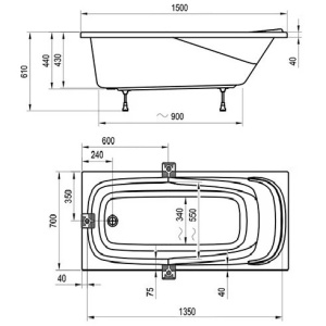 Акриловая ванна Ravak Vanda II 150х70 CO11000000 белая