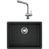 Комплект Мойка кухонная Omoikiri Kata 54-U-BL черная + Смеситель Nagano BN нержавеющая сталь