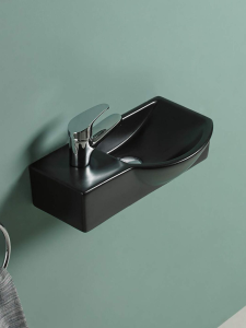 Раковина подвесная матовая черная 400х220х120 WeltWasser AISBACH 7940 MT-BL L (10000008688)