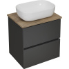 Тумба с раковиной STWORKI Колдинг 60 антрацит, с раковиной 50 Square, столешница орех матовый