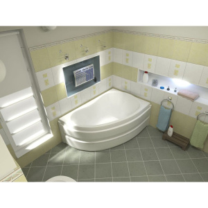 Акриловая ванна Bas Алегра R 150x90 см, угловая, с каркасом, асимметричная