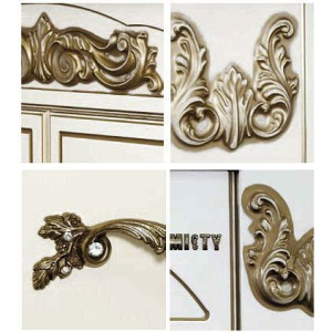 Тумба с раковиной Misty Барокко 100 белая, патина