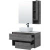 Мебель для ванной STWORKI Карлстад 90 дуб рошелье, монте тиберио, в стиле лофт, серая, подвесная (комплект, гарнитур)