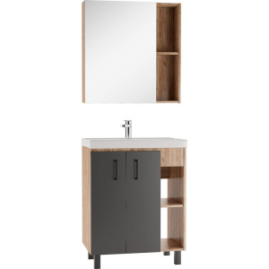 Купить Тумба с раковиной Домино Craft 70 дуб вотан, графит в Москве с доставкой Тумба с раковиной Домино Craft 70 дуб вотан, графит