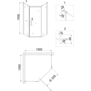 Душевой уголок Niagara Nova NG-6634-08 100x100, пятиугольный, хром