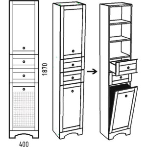 Купить Шкаф-пенал Corozo Техас 40, с корзиной в Москве с доставкой Шкаф-пенал Corozo Техас 40, с корзиной