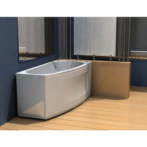 Акриловая ванна Акватек Пандора PAN160-0000039 R 160x75 см, угловая, с каркасом, с экраном, со сливом-переливом, асимметричная