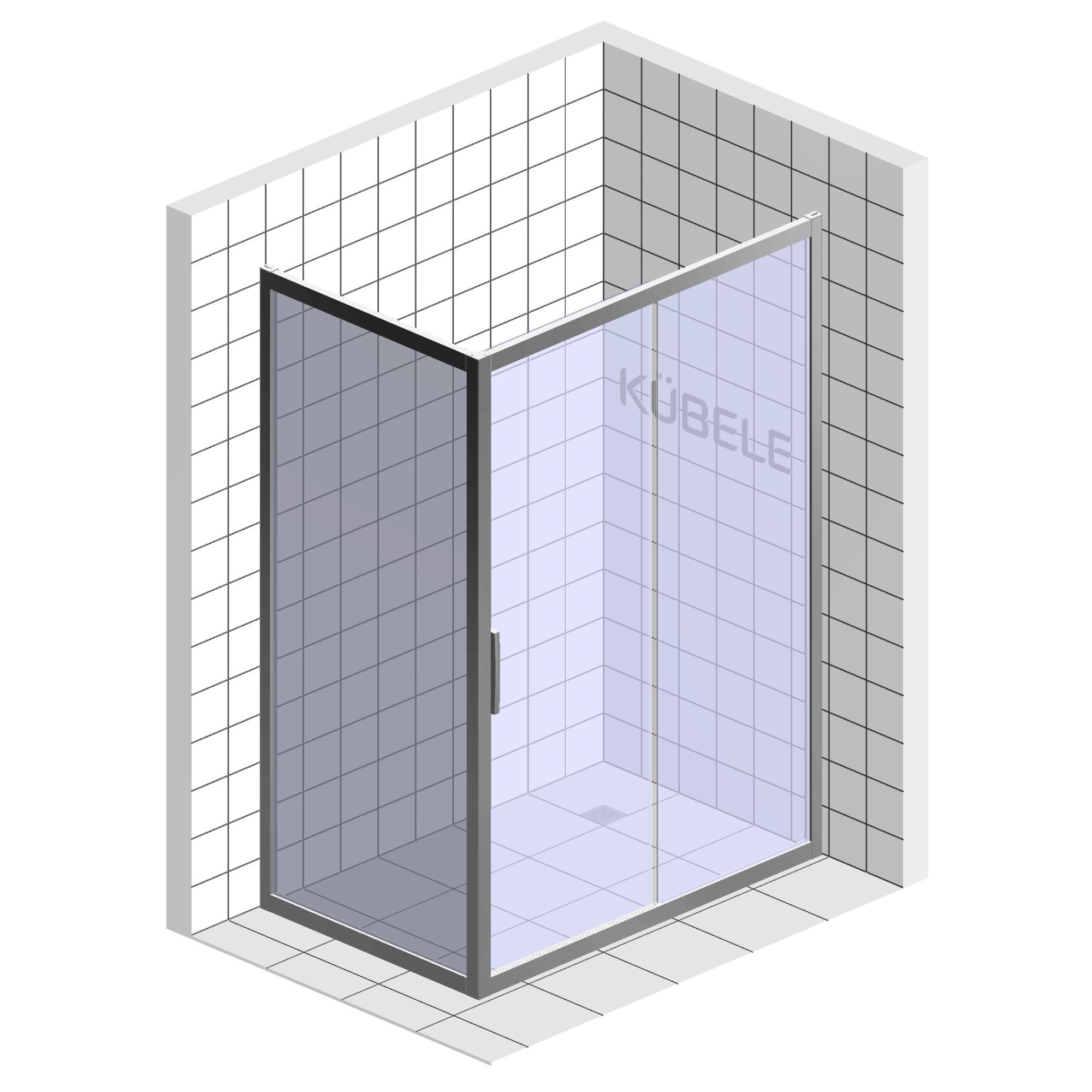 Душевой уголок Kubele DE019 R-MAT-MT 90х75 см, профиль матовый хром