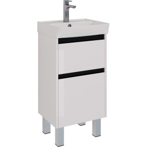 Тумба с раковиной Lemark Combi 45 черная, белая глянцевая